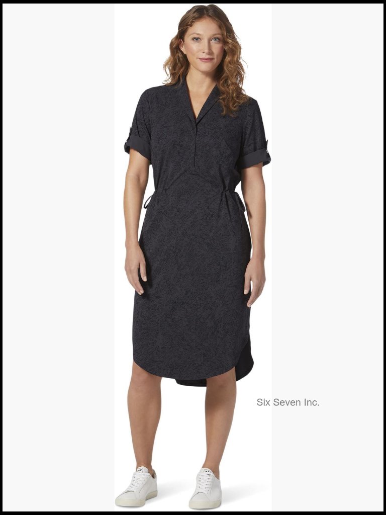 Polyester Travel Dress With Stain-Resistant Technology, Pockets, Adjustable